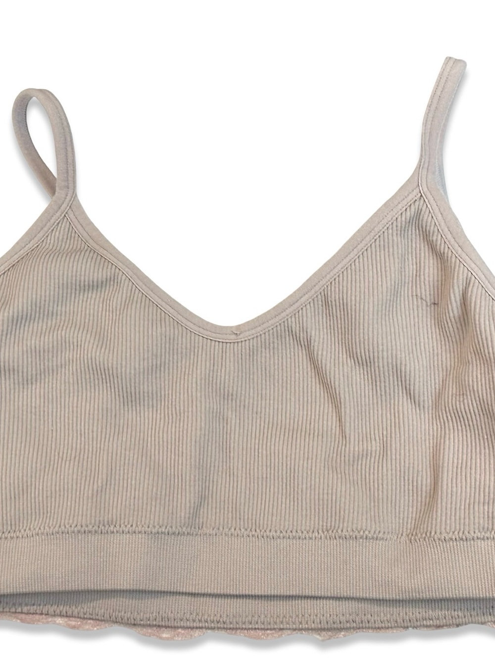 (2 for $25) Laura Ashley Ribbed Bralette - Beige